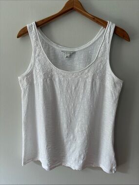 Banana Republic Cotton Slub Lace Trim Tank White Size Medium